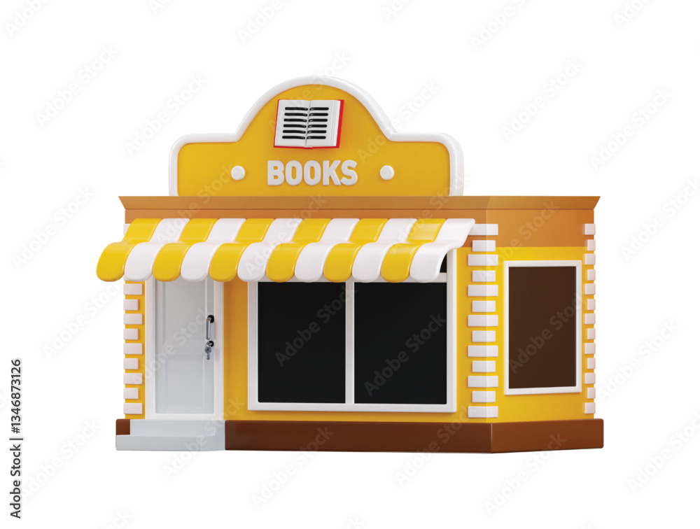 Fototapeta premium Book Store icon 3d render concept of book shop, book shop building, book shop icon vector illustration