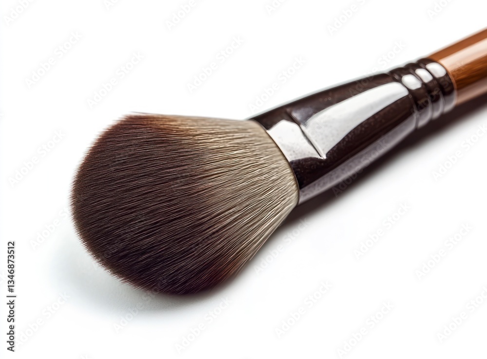 Close-up Makeup Brush Isolated on White Background for Cosmetic Applications Close-up Makeup Brush Isolated on White Background for Cosmetic Applications