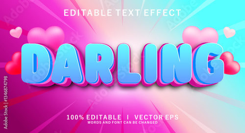 darling 3d vector text effect with modern style design