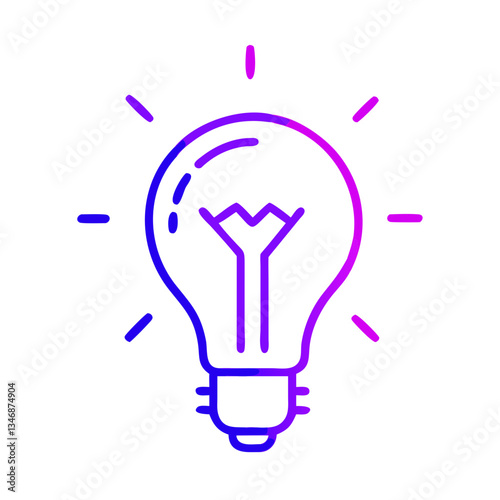Light bulb glowing in vibrant purple and blue colors  