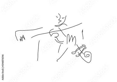 minimalist line art illustration of a violin icon