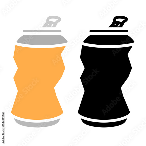 dented drink can icon, simple flat style, illustration, logo sign symbol pictogram template, for ui or ux isolated on white for mobile app, editable