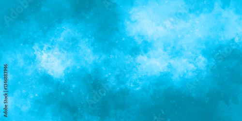 Abstract blue sky with cloud and bokeh. hand painted soft sky-blue watercolor sky and clouds. light sky-blue shades watercolor background. horizon spring morning sky with clouds background.