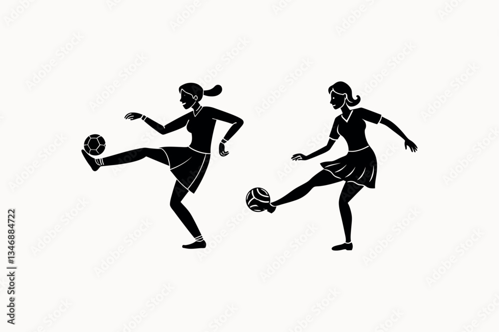 Obraz premium Woman Silhouettes of athletes running jumping and playing sports
