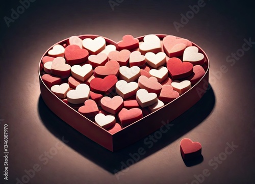 Heart-Shaped Box Filled with Small Foam Hearts