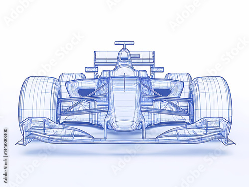 Blueprint of a Racing Car: A detailed blueprint, rendering the intricate design and engineering of a Formula One race car.