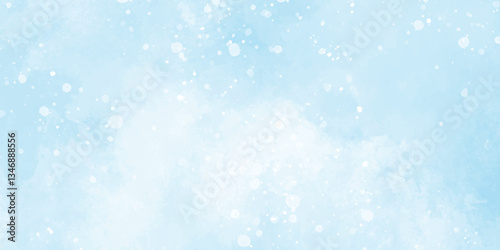Abstract blue sky watercolor background. light blue bokeh glitter background on blurred texture. watercolor stain with hand paint pattern on blue splash with canvas. beautiful blue sky with cloud.