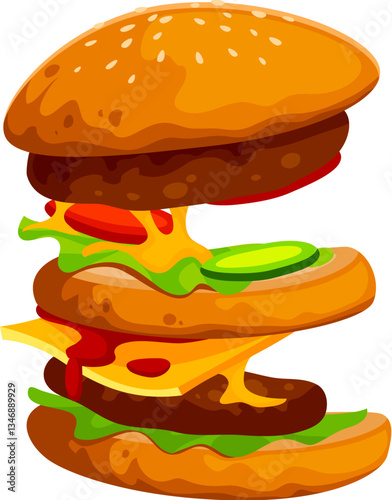 Fast food hamburger snack cartoon English ABC font typeset letter E. Takeaway cafe Latin typeset letter, fastfood menu appetizer cartoon vector font symbol. Fast food meal English alphabet element