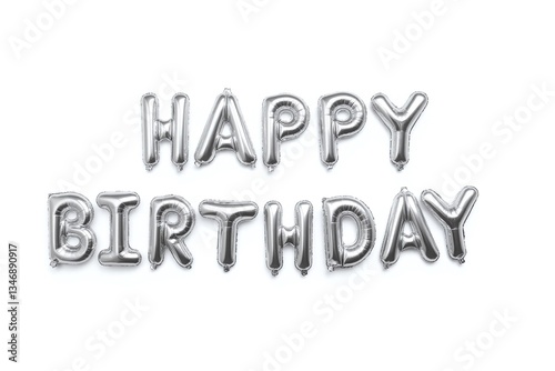 bunch of silver foil balloons with the words happy birthday