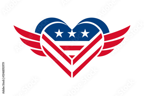 Free Download Patriotic Heart Logo Vector American Flag Colors on Transparent Background
 - GFXLoad