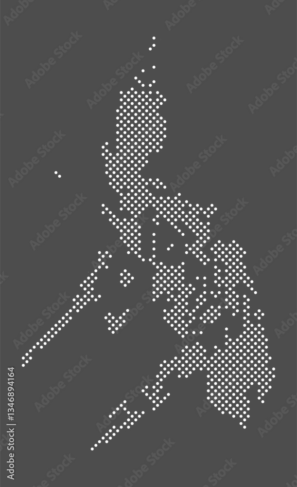 Fototapeta premium Philippines map dot on gray background. Dotted map Republic of Philippines. Vector eps10.
