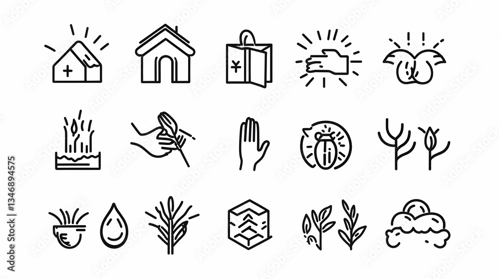 Fototapeta premium Essential Icon Set - Minimalist Black and White Design