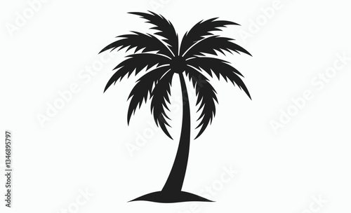 Palm tree silhouette, tropical beach tree vector illustration