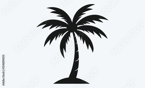 Palm tree silhouette, tropical beach tree vector illustration