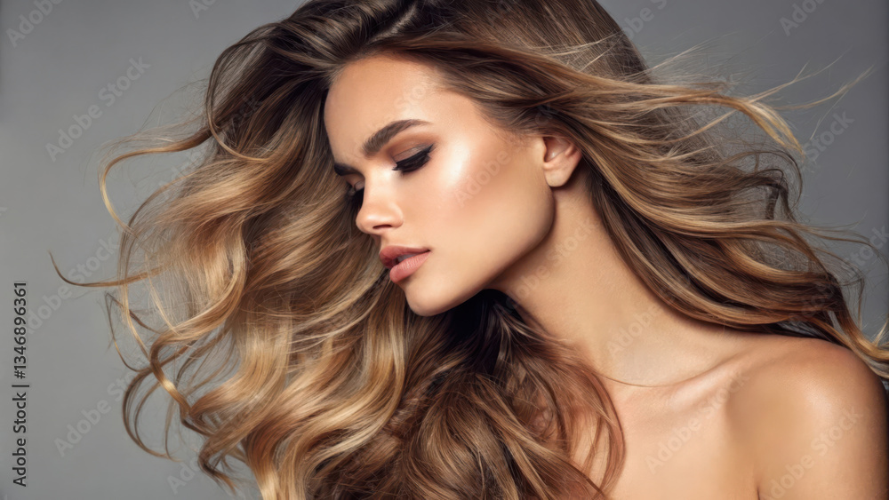 Obraz premium Stunning Beauty with Flowing Hair Captured in a Soft and Elegant Portrait Session