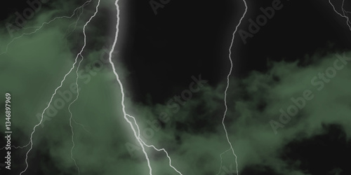 Mountainous Cumulus Clouds Boiling in the Summer Sky. White cloudiness, mist or smog overlay backgrounds. Wide sky and clouds dark tone. Dark cloud at evening sky with thunder bolt.