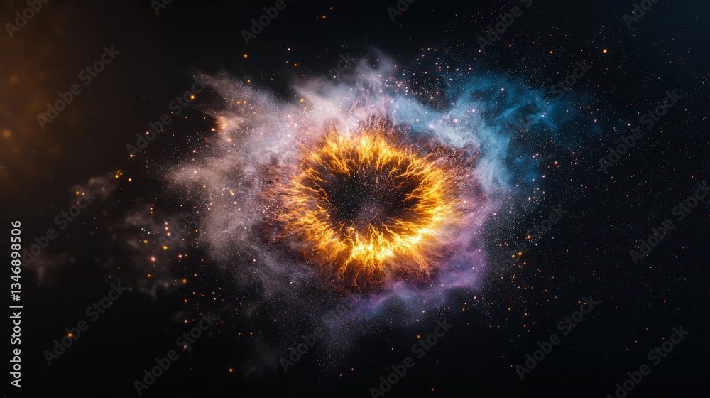 Obraz premium Abstract fiery explosion in space.