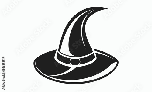 Witch hat silhouette, spooky Halloween hat vector illustration