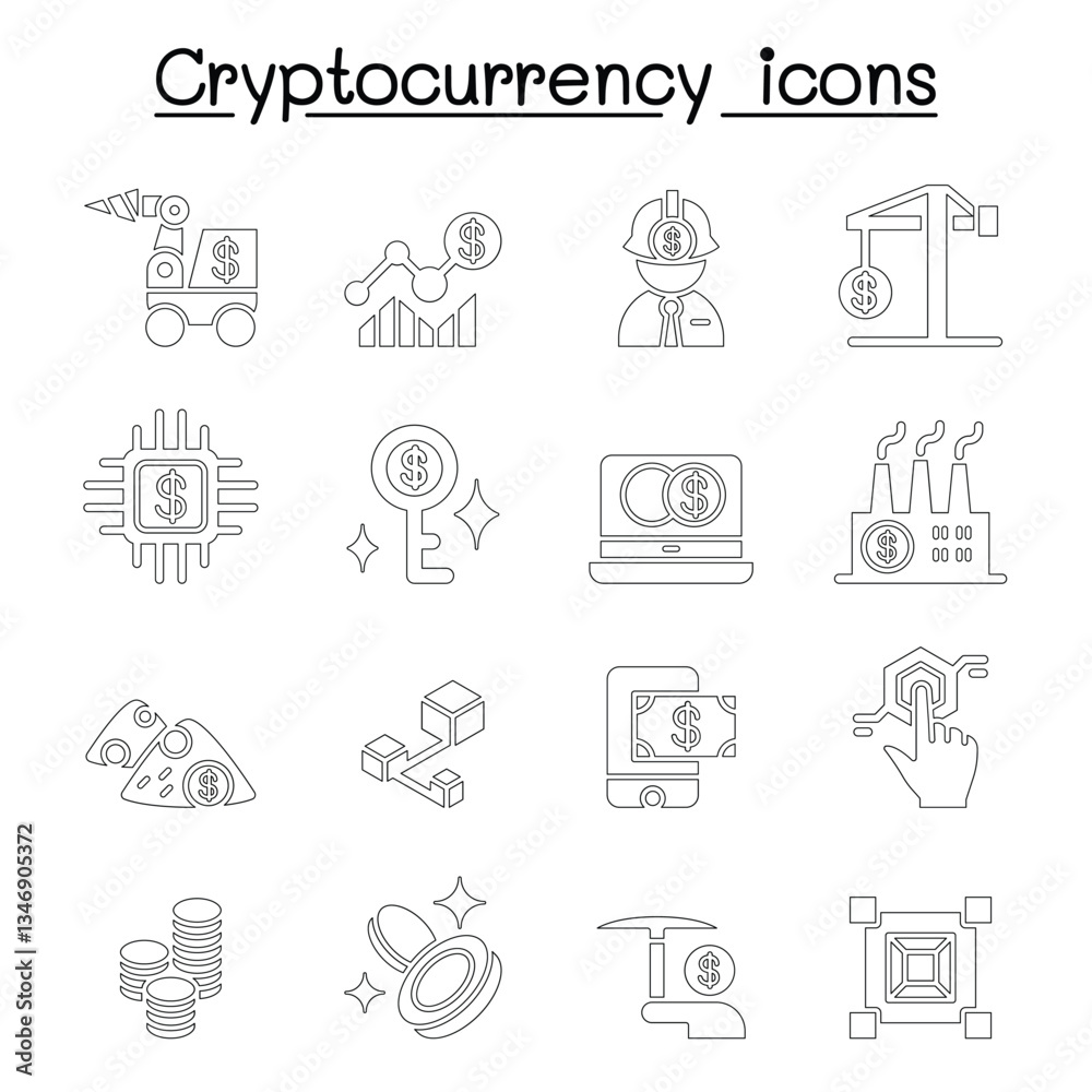 Cryptocurrency , Blockchain & ICO icon set Cryptocurrency , Blockchain & ICO icon set