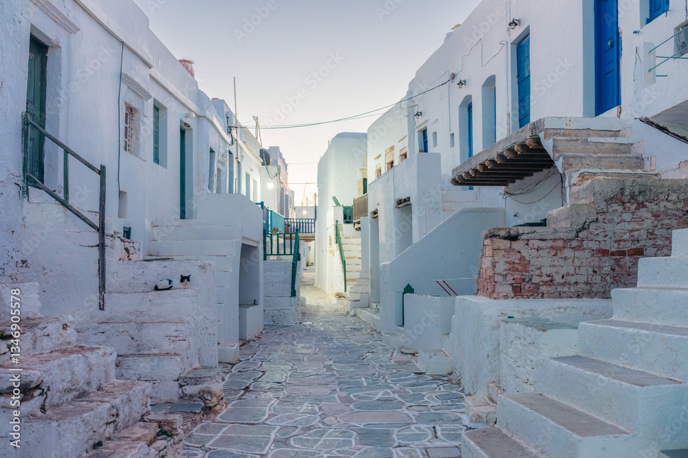 custom made wallpaper toronto digitalFolegandros alleyway, whitewashed buildings, blue doors, stone steps.