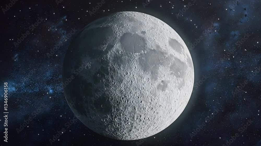 Lune brillante sur fond d'espace étoilé