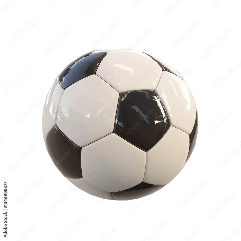 Naklejka premium Realistic Soccer Ball Isolated on Transparent Background