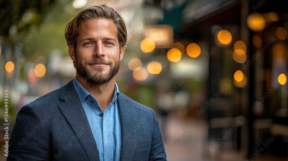 Man in business attire, urban setting Man in business attire, urban setting