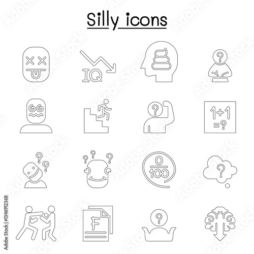 Stupid, foolish, Silly icon set
