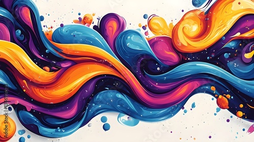 Vibrant Fluid Motion and Colorful Digital Explosion of Abstract Imagination