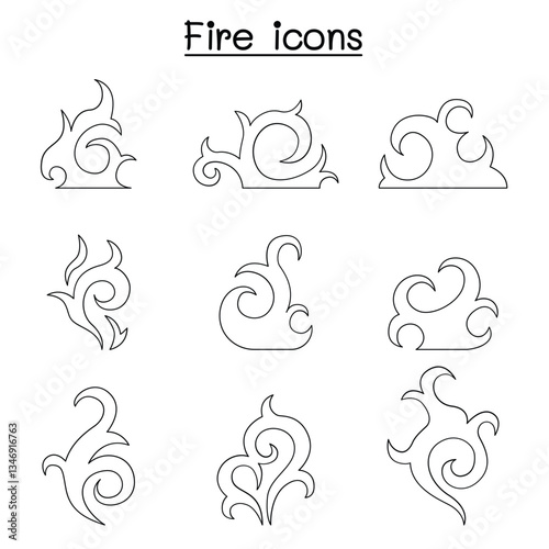 fire, flame icon set