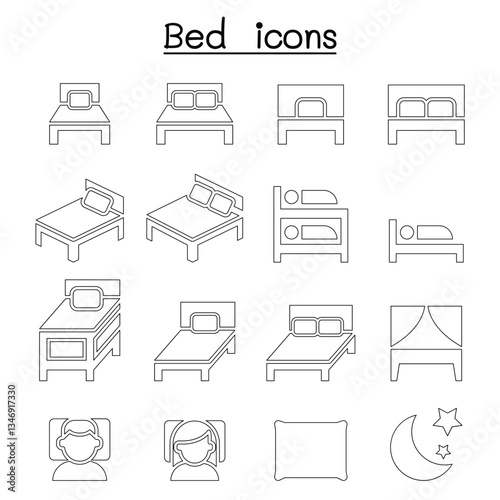 Bedroom & Mattress icon set