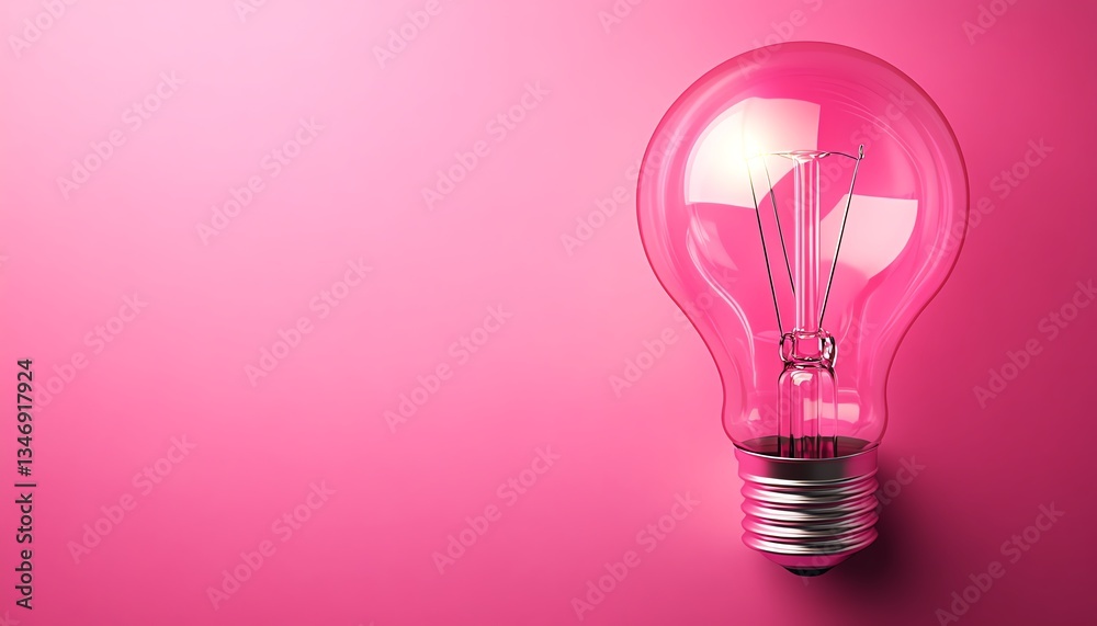 Glowing light bulb on a plain pink background, symbolizing creative ideas, innovation, and bright inspiration in a minimalist design Glowing light bulb on a plain pink background, symbolizing creative ideas, innovation, and bright inspiration in a minimalist design