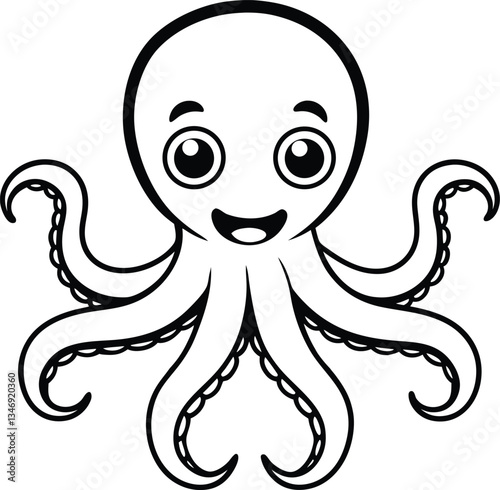 Intricate Octopus Line Art Silhouette vector. photo