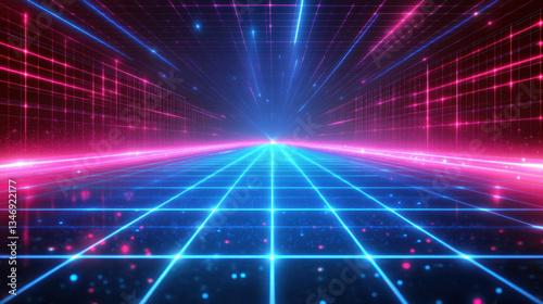 Abstract Retro Futuristic Cyberspace Background