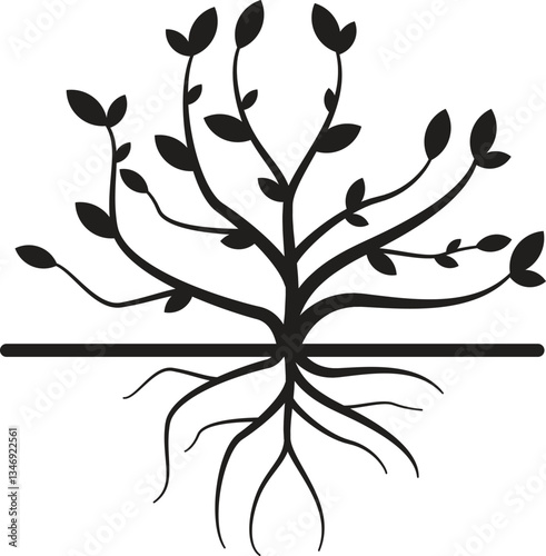 Root Of The Tree logo illustration. Vector silhouette of a tree,Abstract vibrant tree logo design, root vector - Tree of life logo design inspiration