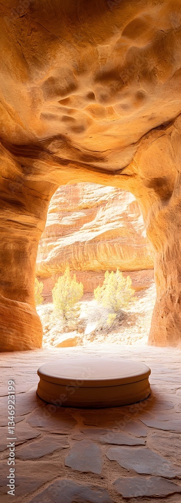 An ancient podium resting in the heart of a hidden canyon temple.