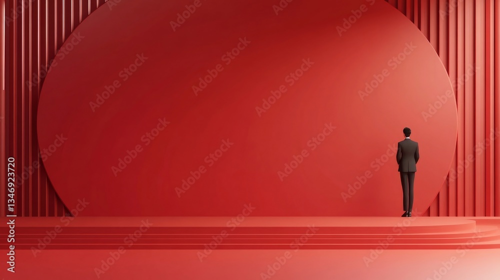 Fototapeta premium empty stage with red curtains