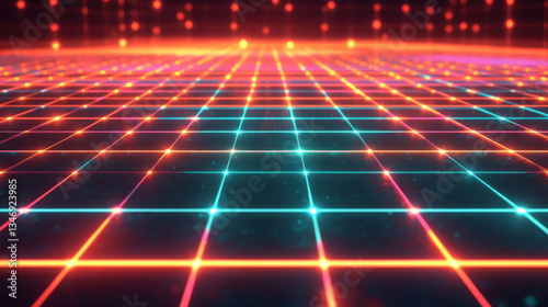 Neon Grid,  Abstract Digital Background