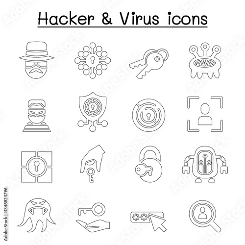 Hacker & Computer virus icon set