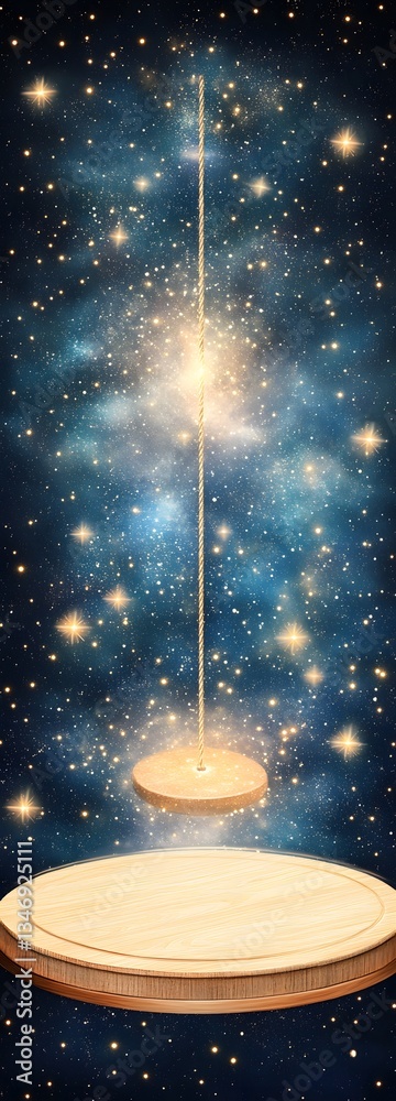 A podium suspended in an infinite cosmic void, surrounded by stars.