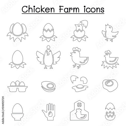 Egg & Chicken farm icon set vector illustration graphic design