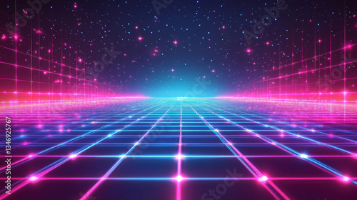 Neon Grid Cyberpunk Background