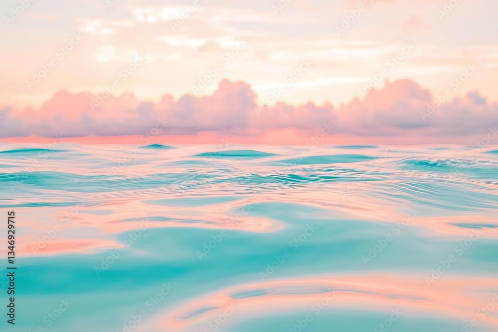 Obraz premium pastel waves gently ripple under soft cloudy sky creating serene seascape large copy space above
