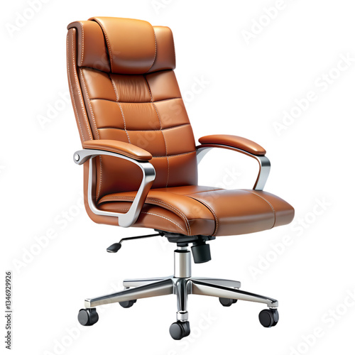 High-Back Leather Office Chair on transparent background photo