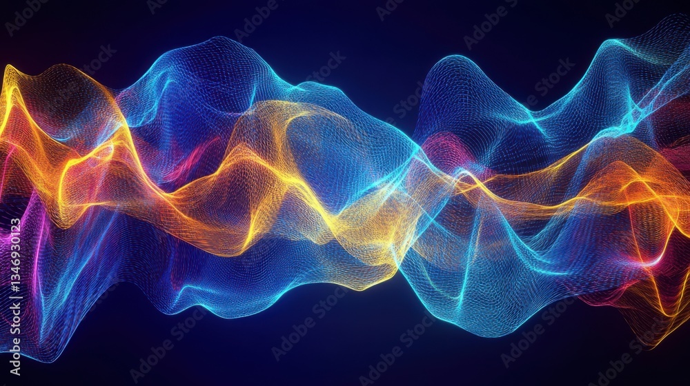 Fototapeta premium Electric waves pulse and vibrate in a kinetic display of motion