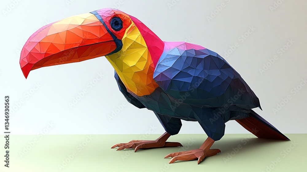Naklejka premium Polygonal Toucan on Light Background