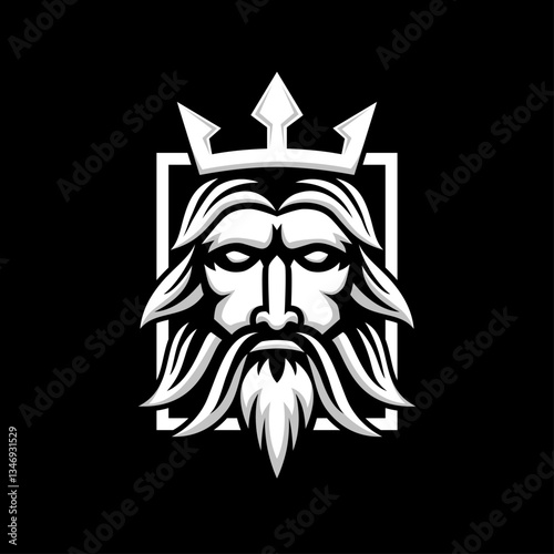 abstract poseidon god face vector logo