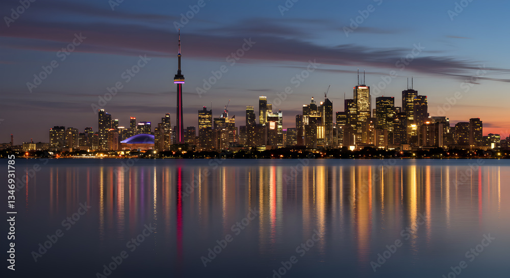 Fototapeta premium City Skyline Sunset Reflection