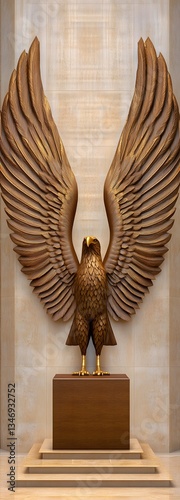 A podium designed with massive eagle wings, symbolizing power and freedom.