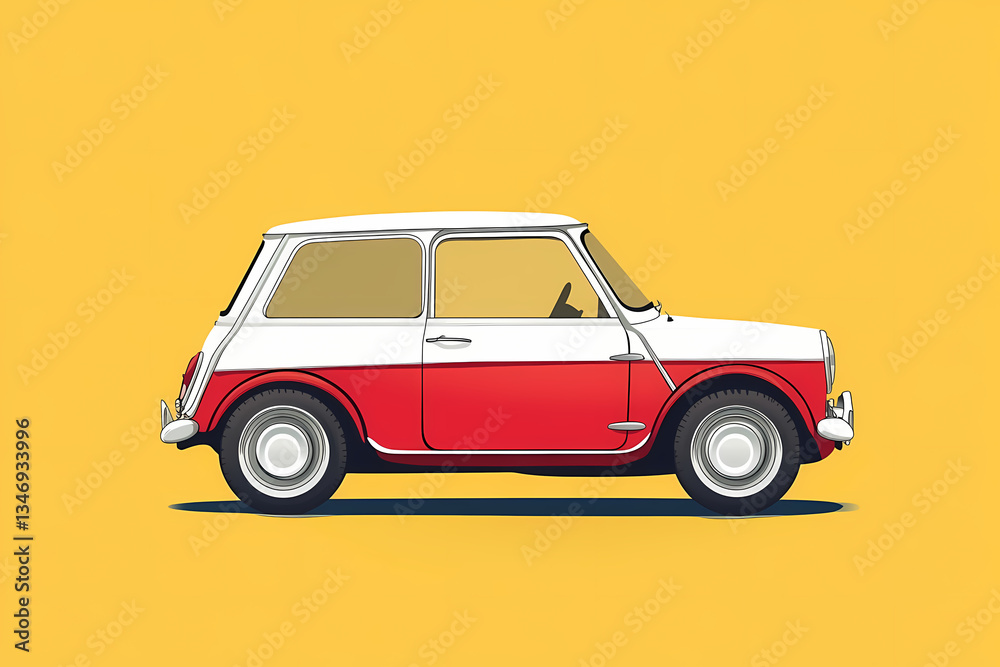 Mini Classic Car in Vivid Color: A meticulously crafted illustration captures the essence of a timeless mini classic car, its iconic design rendered with precision and vibrant hues. Mini Classic Car in Vivid Color: A meticulously crafted illustration captures the essence of a timeless mini classic car, its iconic design rendered with precision and vibrant hues.